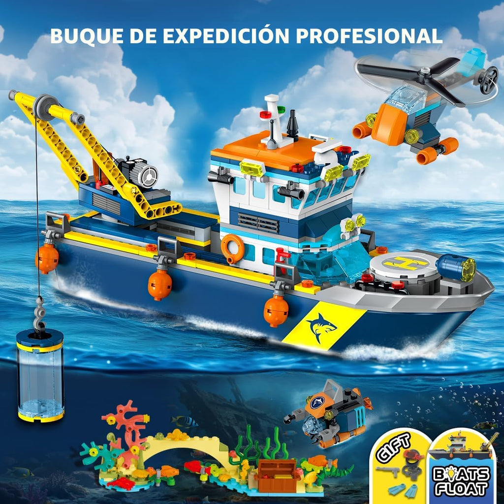 HiWEEGO City - Juego de construcción de barcos flotantes con luz LED para