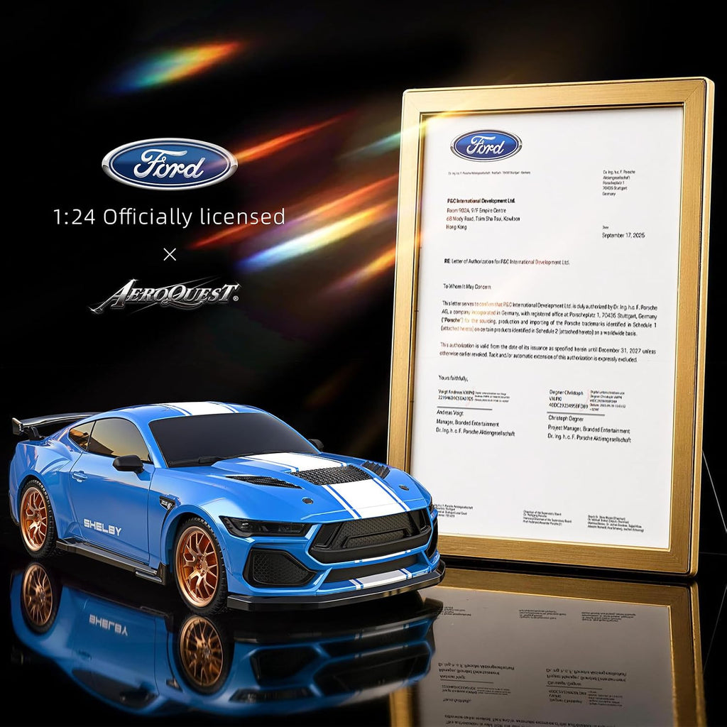 Ford Auto de control remoto para niño (escala 1:24 Shelby Super Snake-azul)
