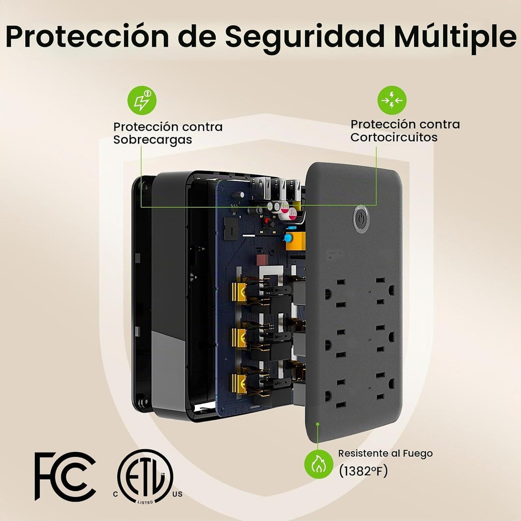GHome Smart Extensor de tomacorriente, protector de sobretensiones con 3 regletas inteligentes controladas individualmente y 3 puertos USB inteligentes, enchufes inteligentes que funcionan con Alexa