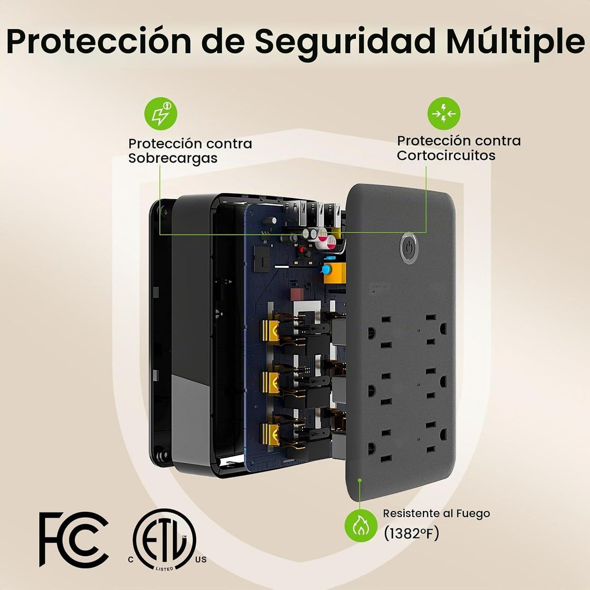 GHome Smart Extensor de tomacorriente, protector de sobretensiones con 3 regletas inteligentes controladas individualmente y 3 puertos USB inteligentes, enchufes inteligentes que funcionan con Alexa