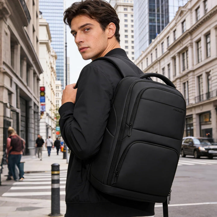 FENRUIEN Mochila de negocios de 17 pulgadas, Negro, Mediana, Mochil...