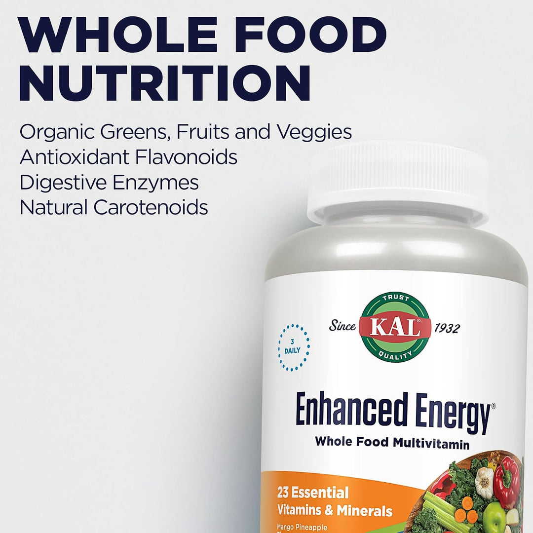 KAL Suplementos energéticos mejorados, multivitamínico masticable d...