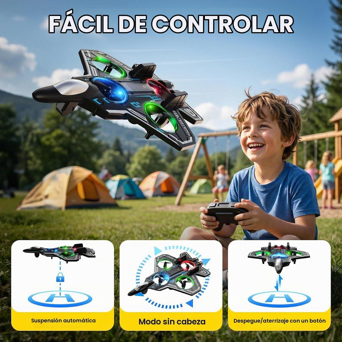 Avión de control remoto RC Plane para niños, adultos, dron de combate de
