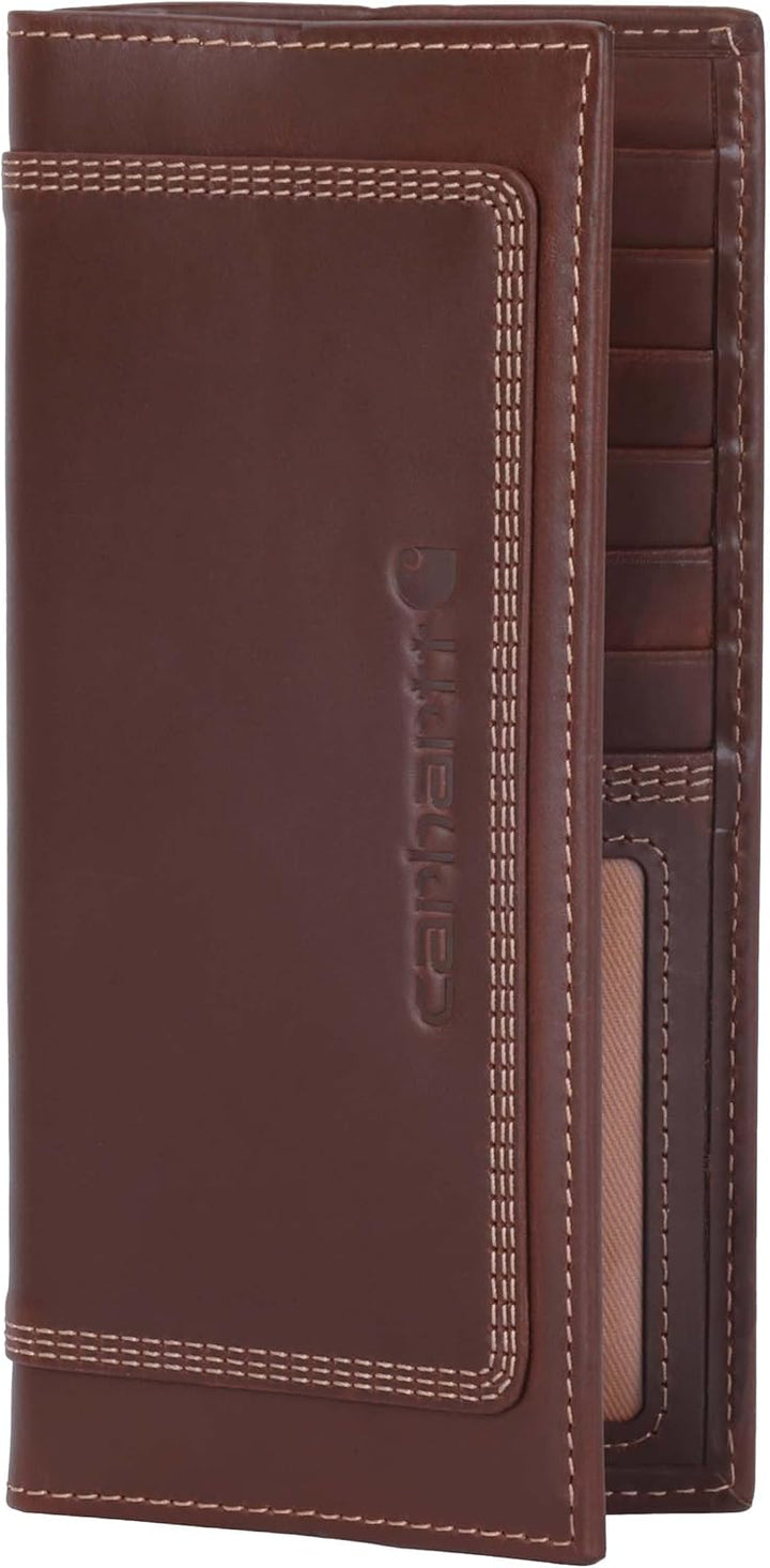 Carhartt Cartera de cuero para hombre con triple puntada, cuero dur...