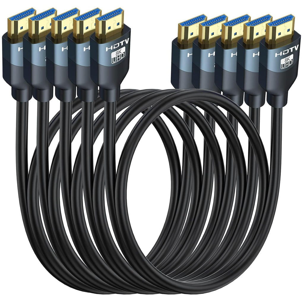 Cable HDMI 2.1 RyzzRooa 8K de 6 pies, paquete de 5, ultra alta velocidad de