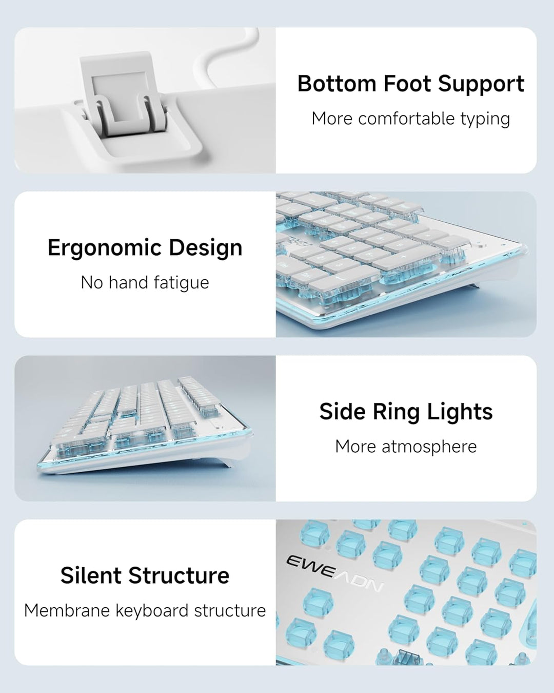 SEUNKWANG GX710S Teclados de Computadora Retroiluminados, Teclado U...