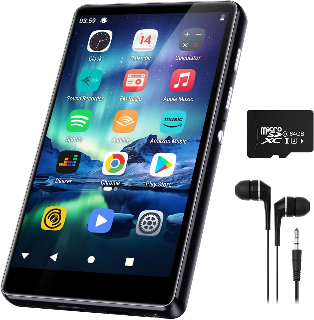 Reproductor de música de 80 GB, reproductor MP3 MP4 con Bluetooth y WiFi con pantalla táctil IPS de 4 pulgadas, reproductores de audio digital M503 Pro Spotify con Amazon Music, audible, navegador