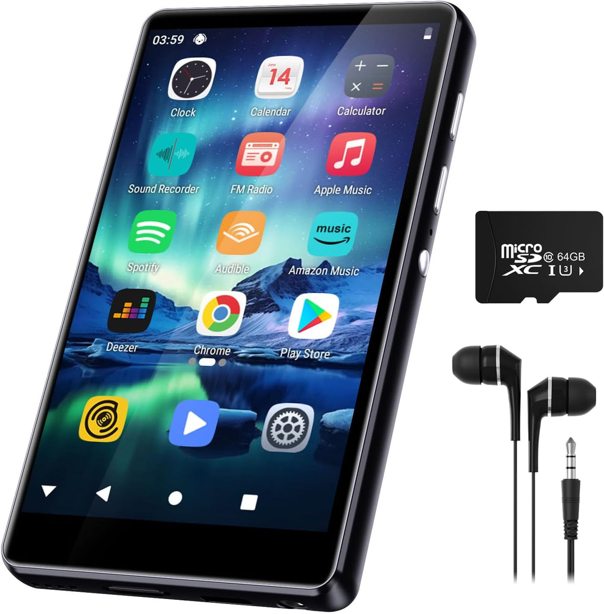 Reproductor de música de 80 GB, reproductor MP3 MP4 con Bluetooth y WiFi con pantalla táctil IPS de 4 pulgadas, reproductores de audio digital M503 Pro Spotify con Amazon Music, audible, navegador