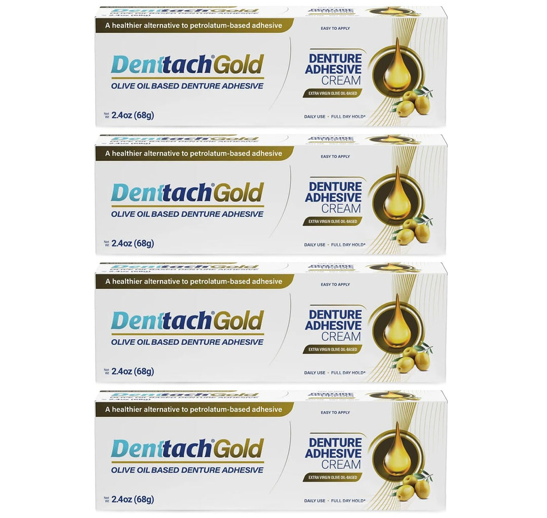Denttach Gold Adhesivo para Dentaduras, Crema Adhesiva Premium a Ba...