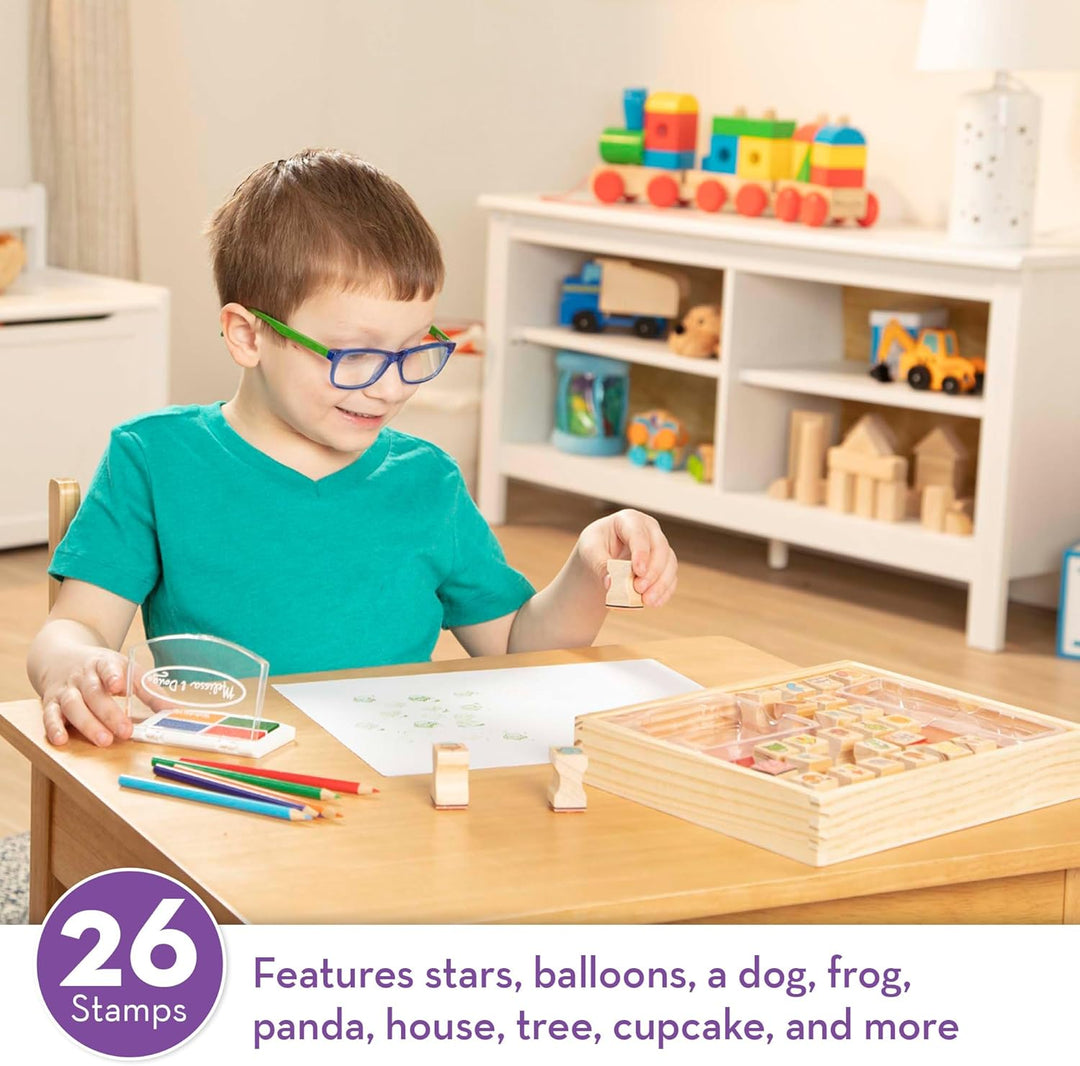 Juego de sellos de madera Melissa &amp; Doug Favorite Things, 26 se...