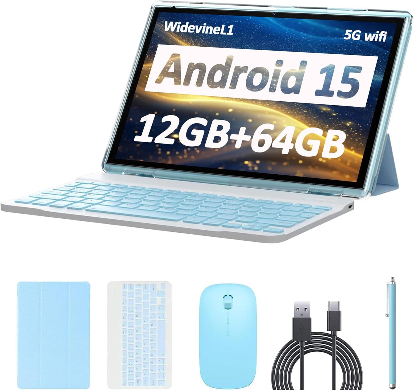 Tablet Android 15, 10 pulgadas 12 GB RAM+64 GB ROM\/1 TB (máx.), ta...