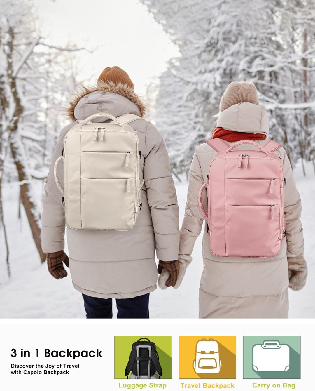 Mochila de viaje Capolo para mujeres y hombres, mochila impermeable...