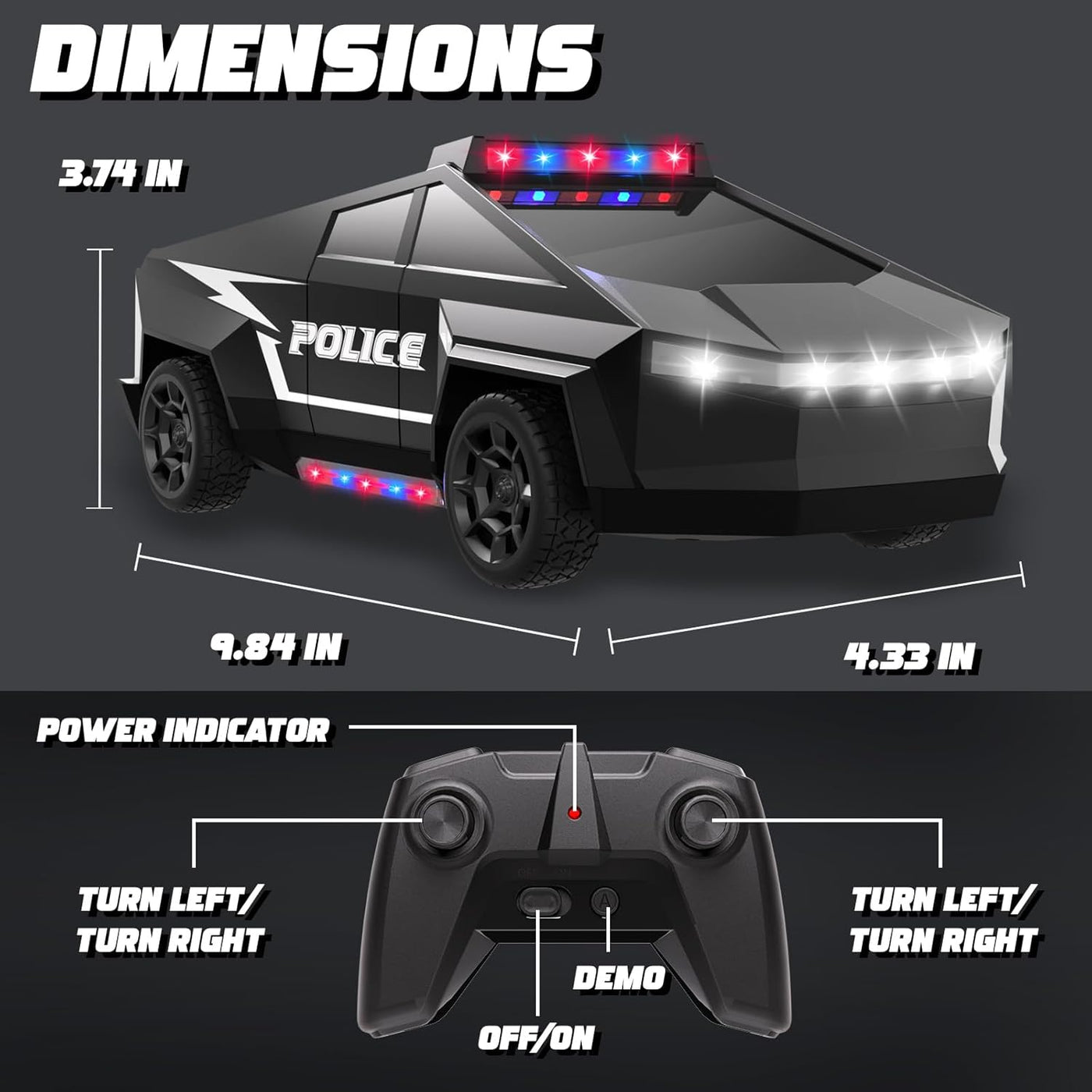 Cheffun Coches de policía para niños de 4 a 8 años \u2013 Auto a co...