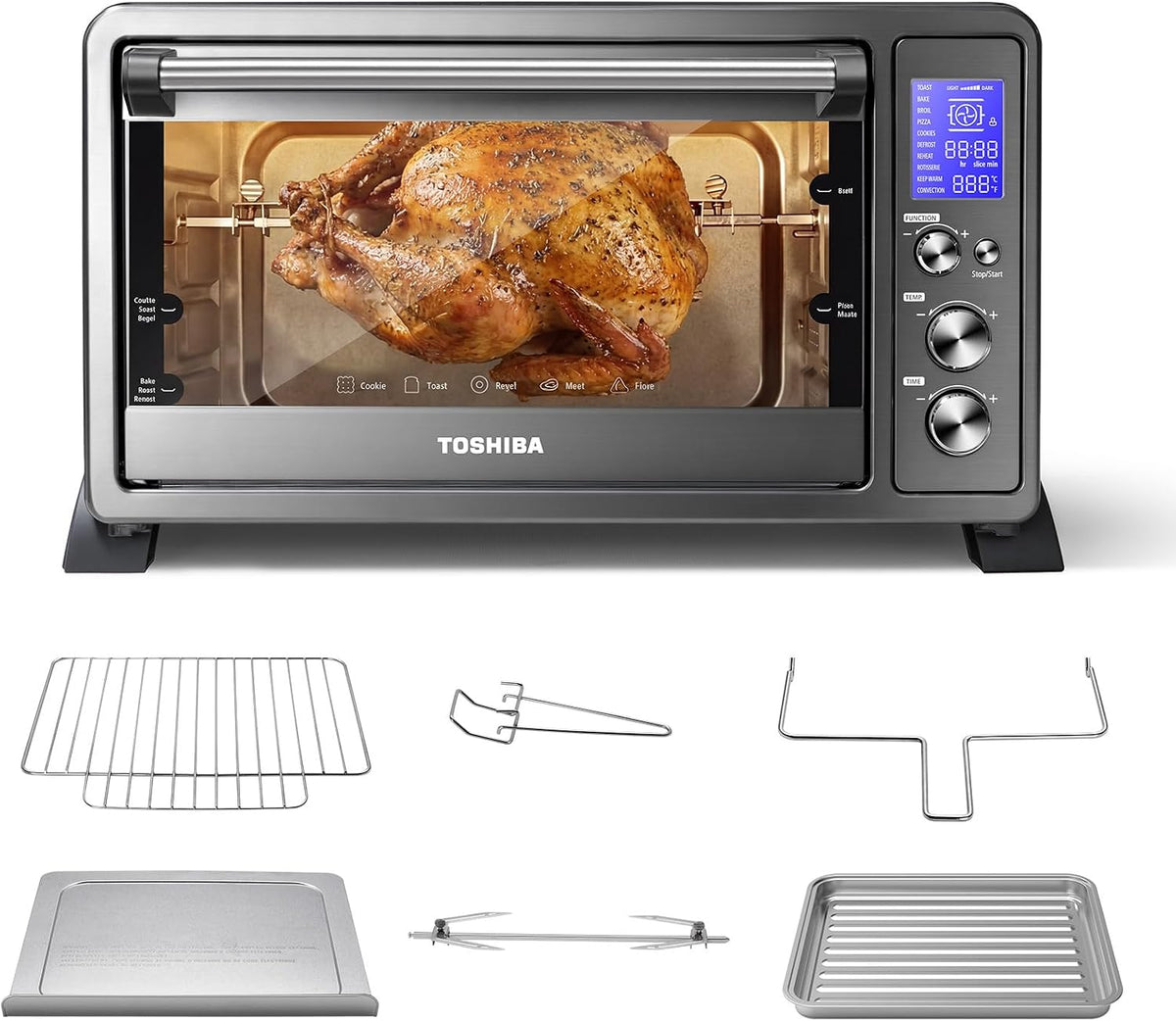 TOSHIBA Horno tostador de convección 10 en 1, horno de encimera de 6