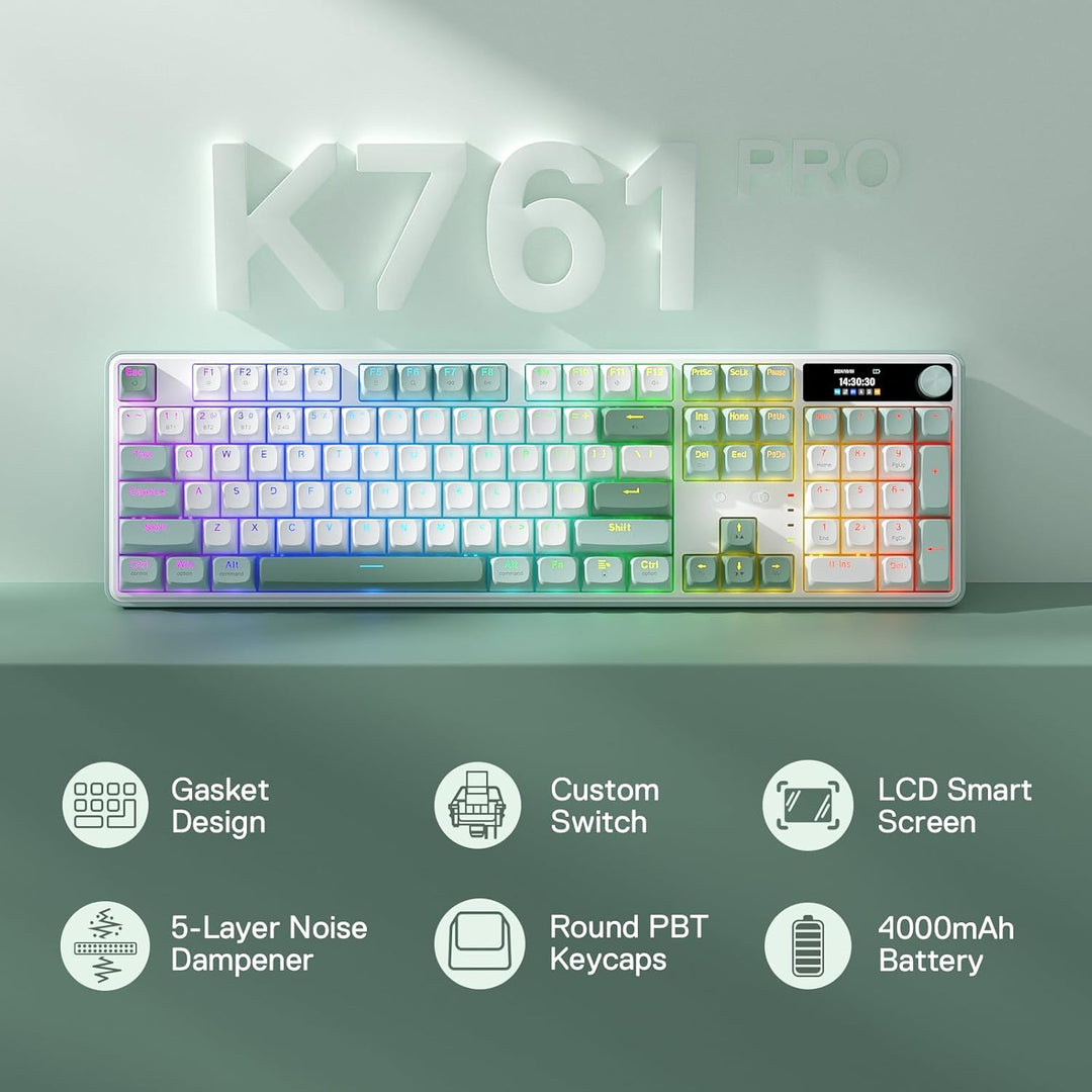 Redragon Teclado inalámbrico para juegos K761 con pantalla Hype y p...