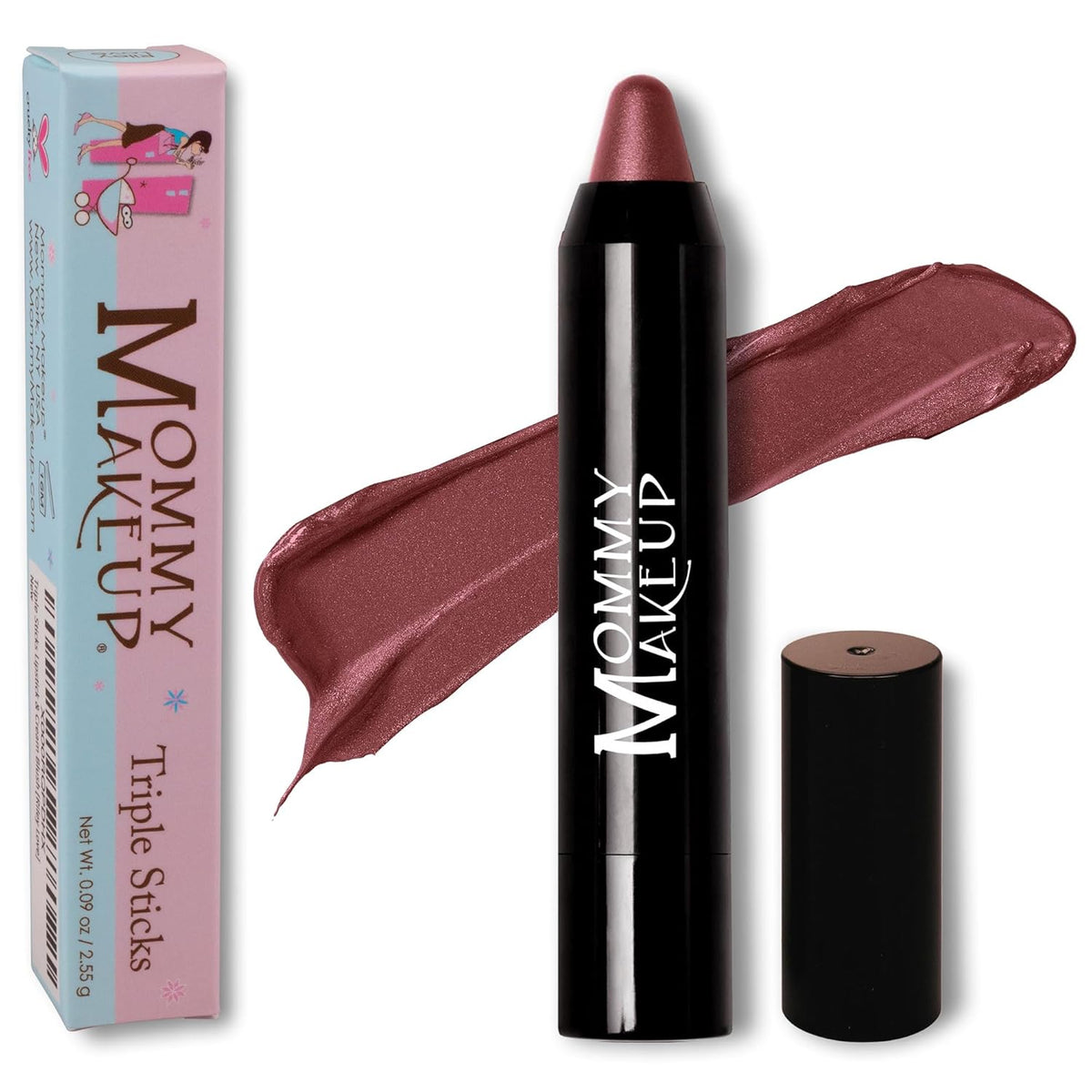 Mommy Makeup Triple Sticks Lápiz labial, rubor en crema y tratamien...