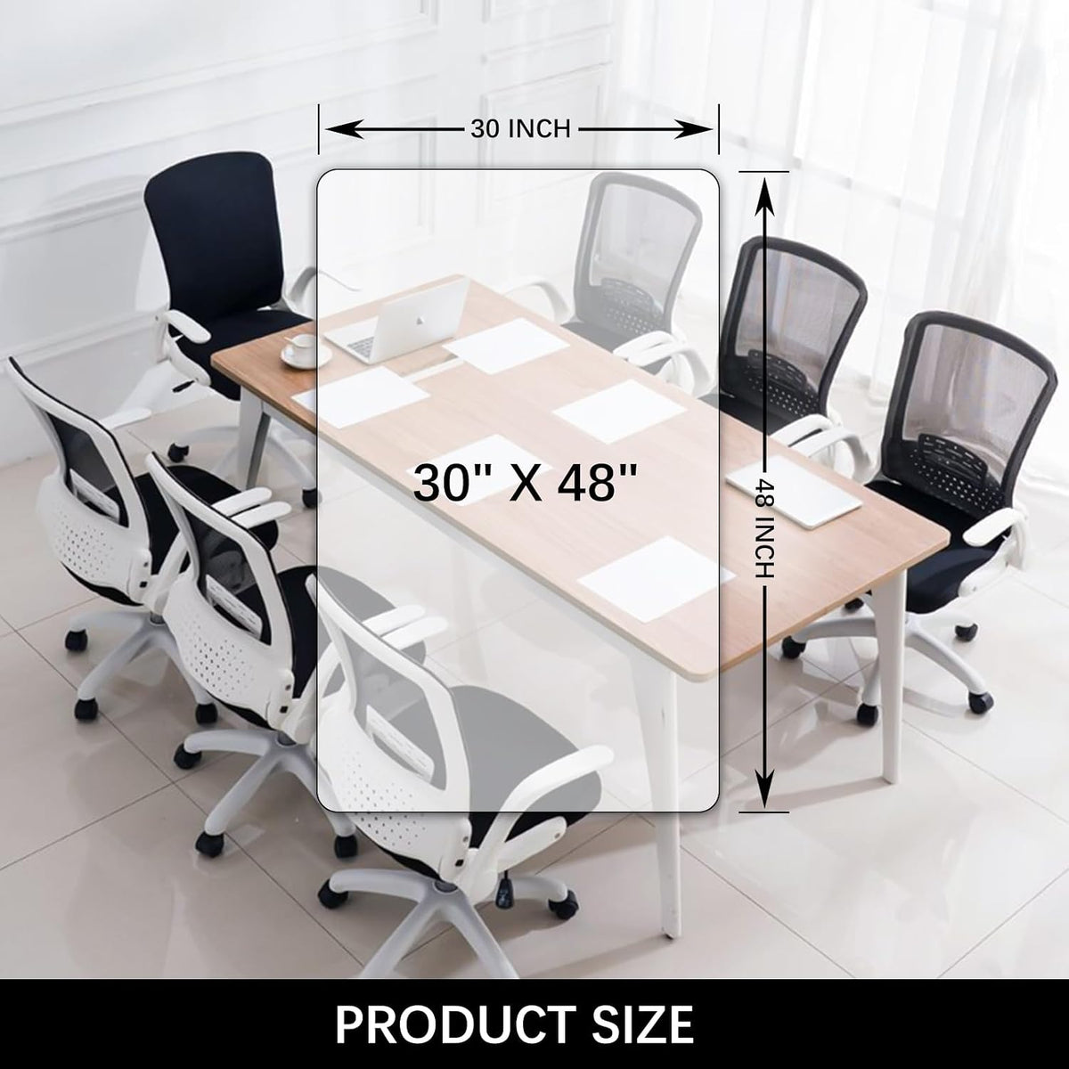 Lámpara Kuyal Tapete transparente para silla para suelo de madera dura de 30 x 48 pulgadas, tapete de protección de madera/azulejos para oficina y hogar (rectangular de 30 x 48 pulgadas)