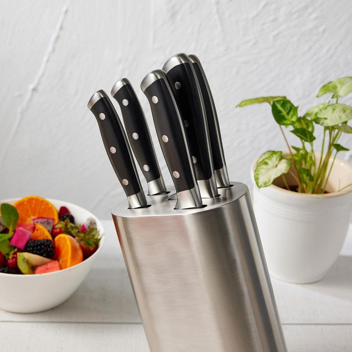 Cuisine::pro Artisan Stahl - Juego de 6 cuchillos de cocina alemanes de acero inoxidable, triple remachado