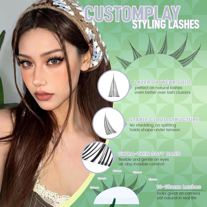 KEYYOU Customplay - Extensiones de pestañas en racimo de pestañas,...