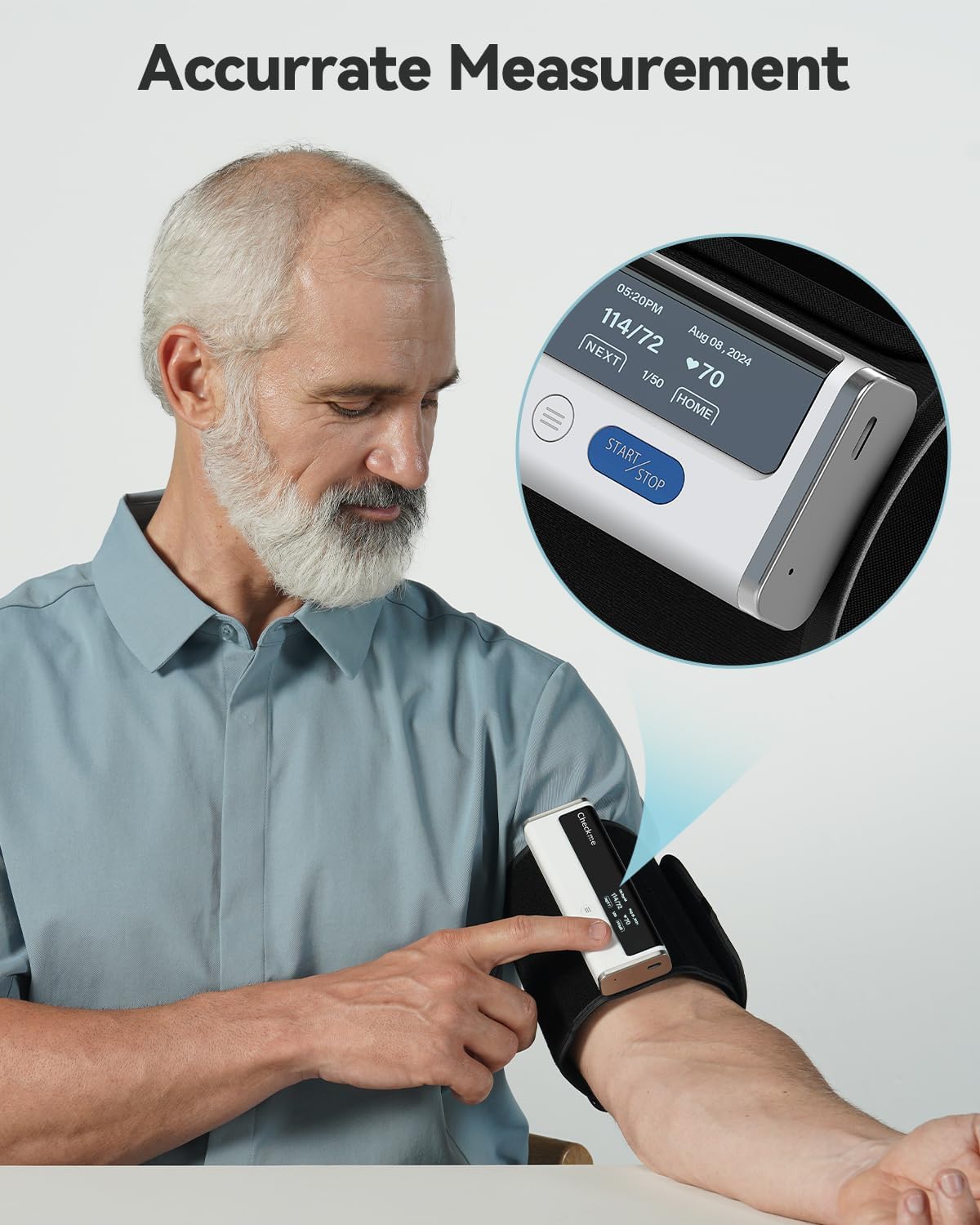 Checkme BP2A - Monitor de presión arterial para uso doméstico y parte superior del brazo, brazalete de máquina Bluetooth BP, lecturas digitales precisas en 30 segundos