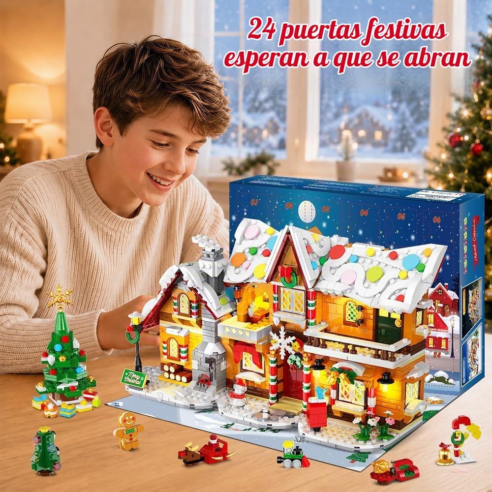 Calendario de Adviento 3 en 1 2026 Casa de pan de jengibre Mini juego de