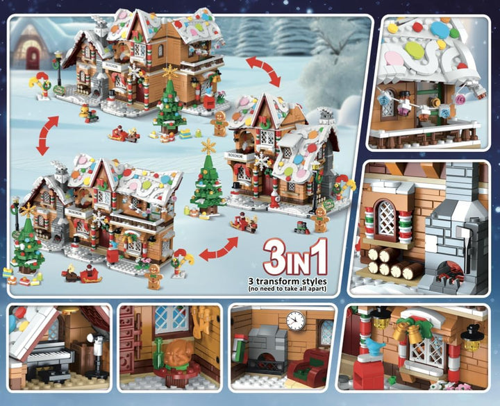 Juego de construcción de casa de jengibre de Navidad de 3