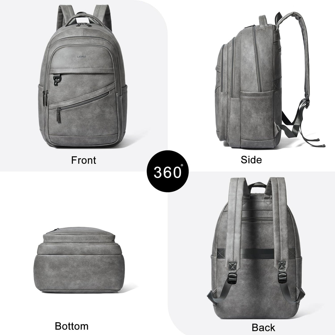 LATMAP Mochila de 43L para mujer: mochila de cuero vegano para lapt...