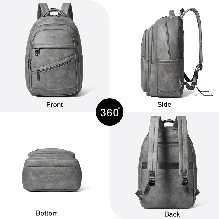 LATMAP Mochila de 43L para mujer: mochila de cuero vegano para lapt...