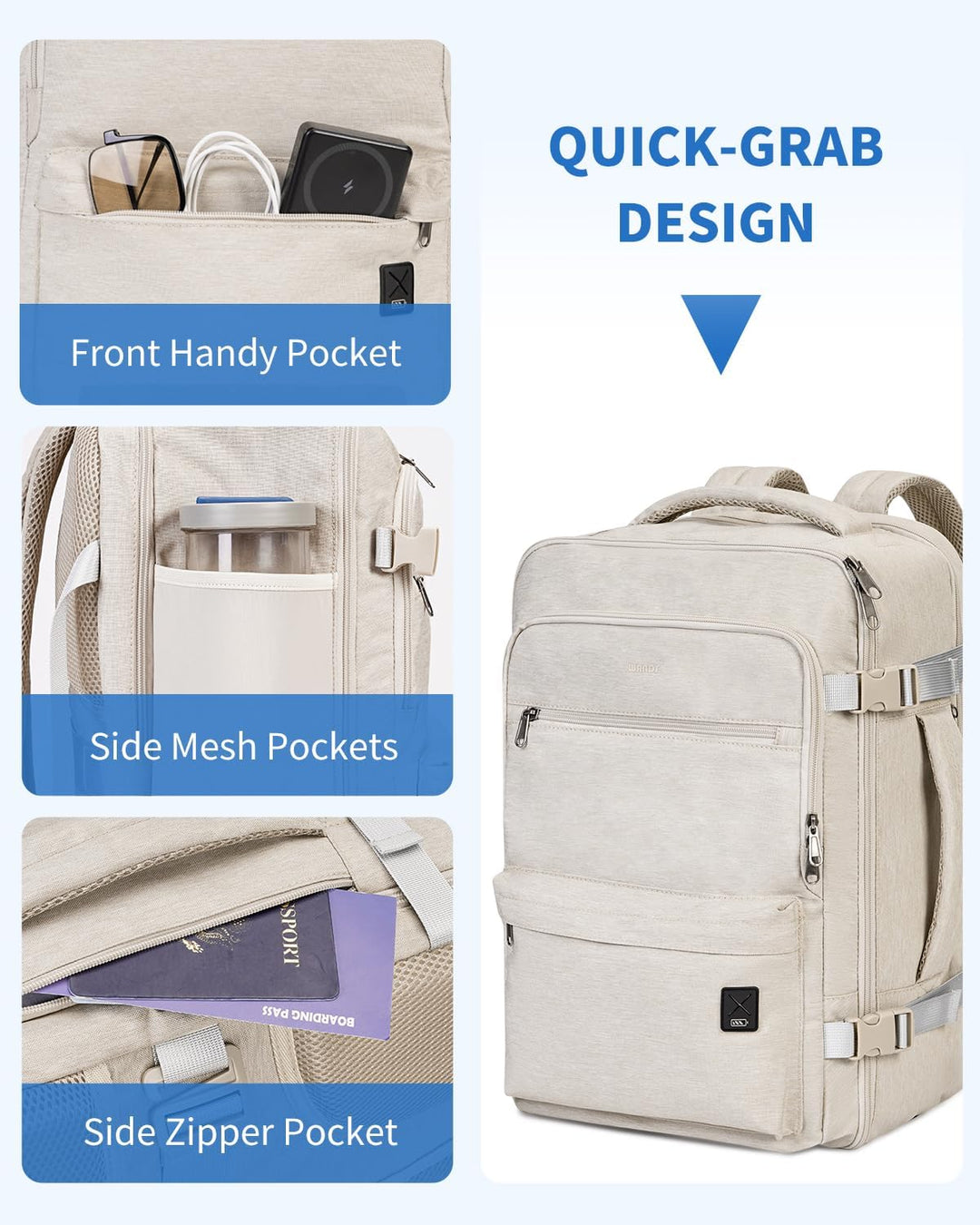 WANDF Mochila de viaje para Spirit Airlines bolsa de artículos pers...