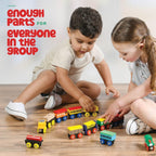 Juego de Tren de Madera de 12 Piezas - Juego Magnético de Juguetes de Tren Incluye 3 Motores - Juegos de Tren de Juguete para Niños Pequeños y Niñas - Compatible con Todas las Principales Marcas