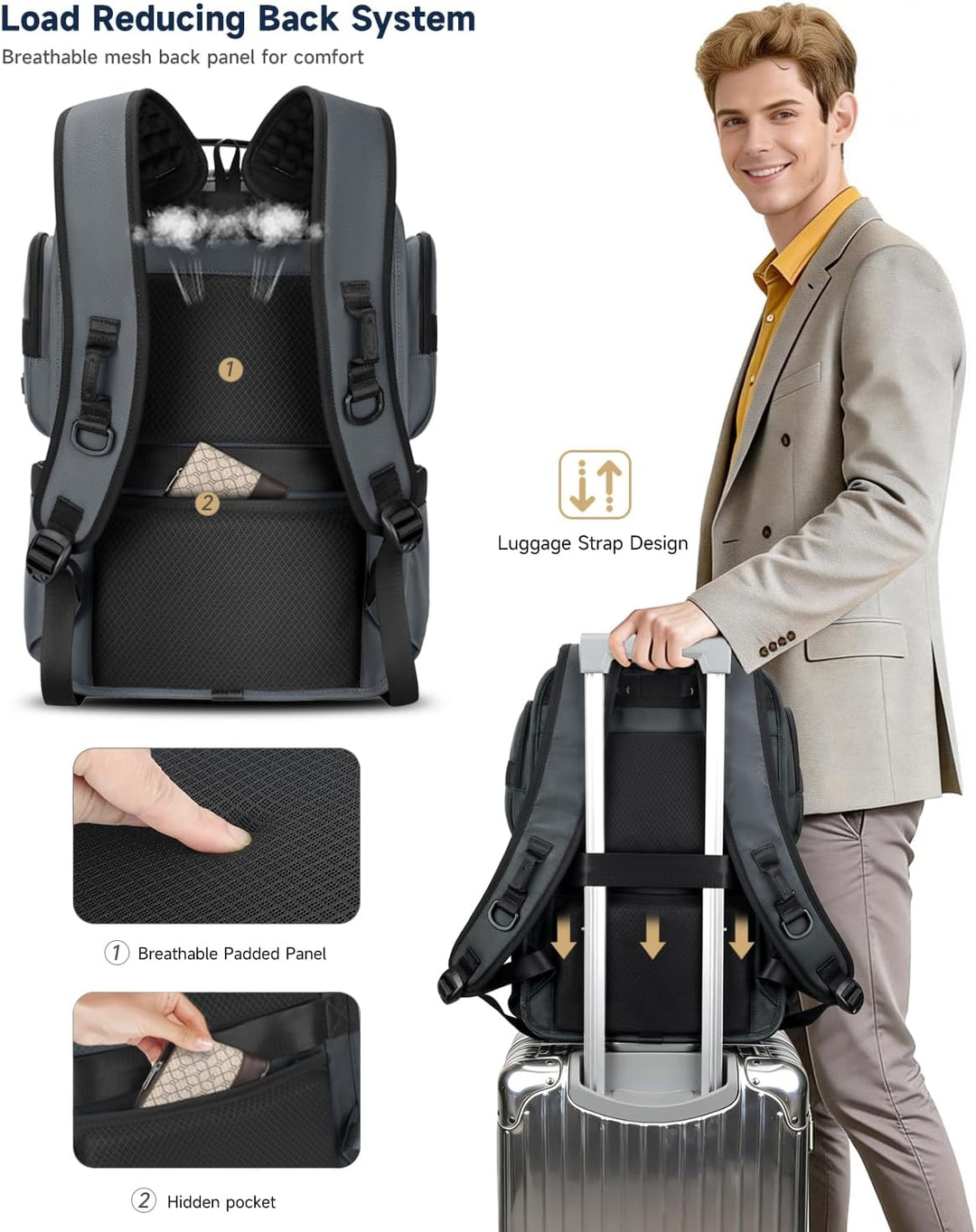 RoyalAnt Mochila de trabajo para hombres, mochila para laptop de 17...