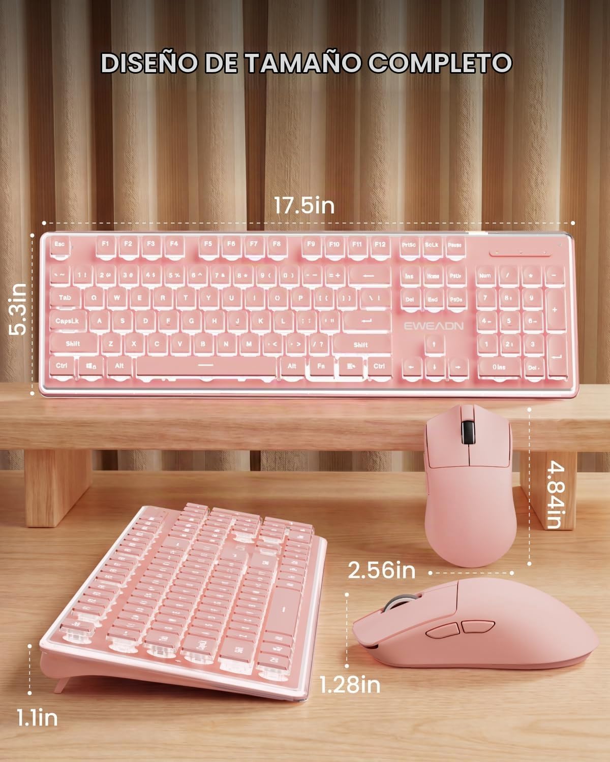 SEUNKWANG V3 Combo de teclado y mouse inalámbricos con retroilumina...