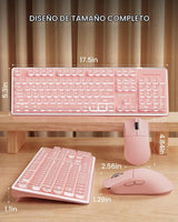 SEUNKWANG V3 Combo de teclado y mouse inalámbricos con retroilumina...