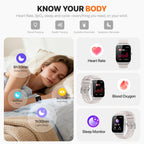 Reloj inteligente para mujeres y hombres, (responder/hacer llamadas) 1.83 pulgadas, HD, rastreador de actividad física smartwatch compatible con Android, iPhone iOS, contador de pasos impermeable IP68