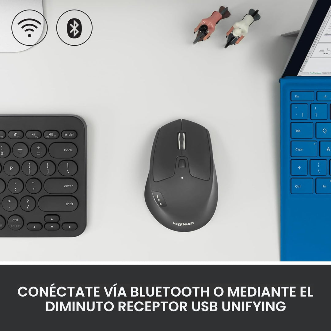 Logitech M720 - Ratón inalámbrico de triatlón, Bluetooth, receptor...