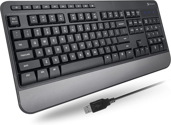 Teclado con cable X9, escritura cómoda, teclado USB ergonómico de t...