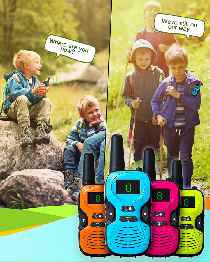 Walkie Talkies para Niños de Largo Alcance - Paquete de 4 Walkie Ta...