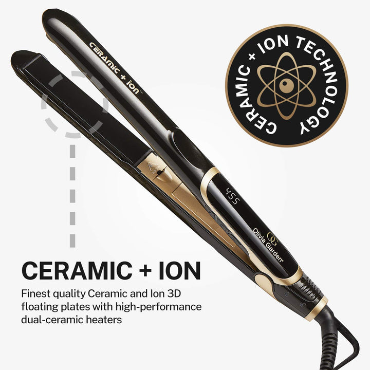 Olivia Garden Ceramic + Ion Pro Flat Iron - Dual Voltage, 11 Temps,...