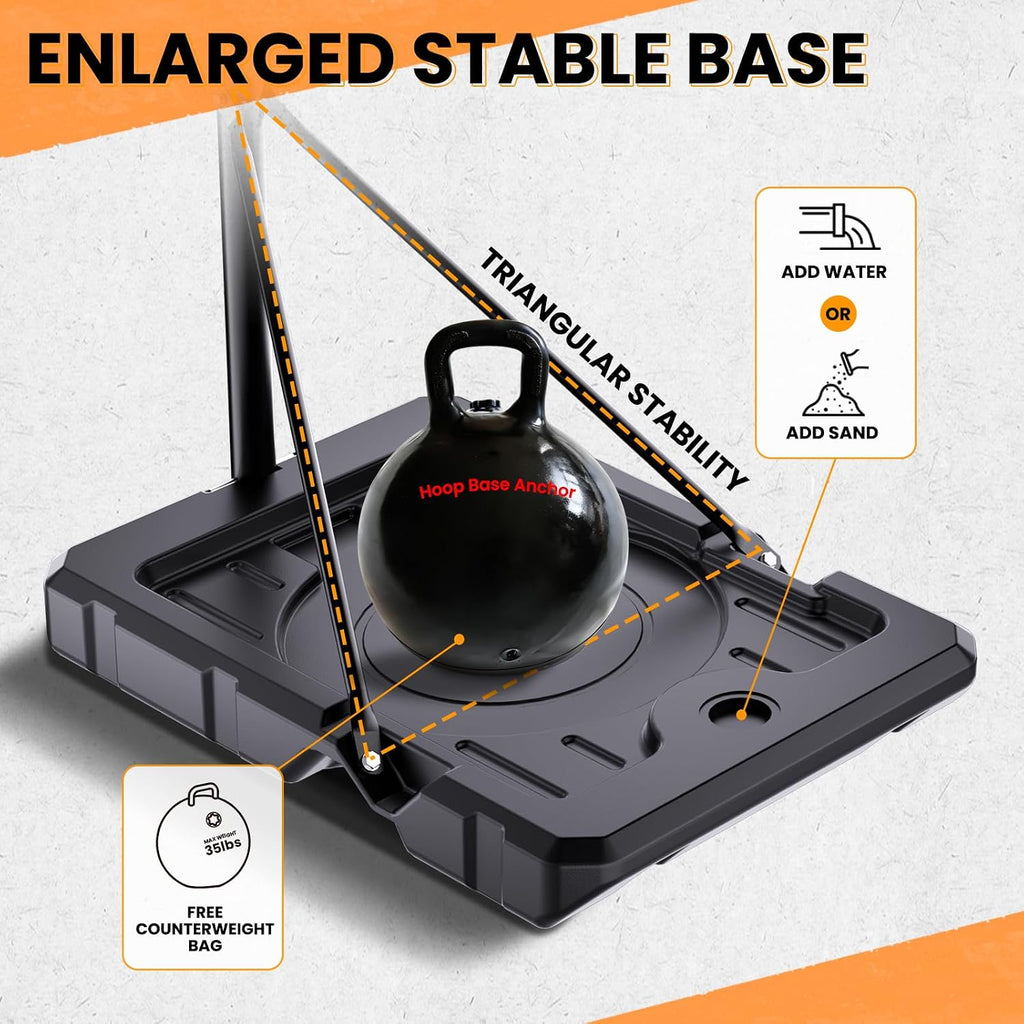 Anillo/Canasta Portátil de 32" para Baloncesto al Aire Libre, Altura Ajustable de 4.1–8.5 pies