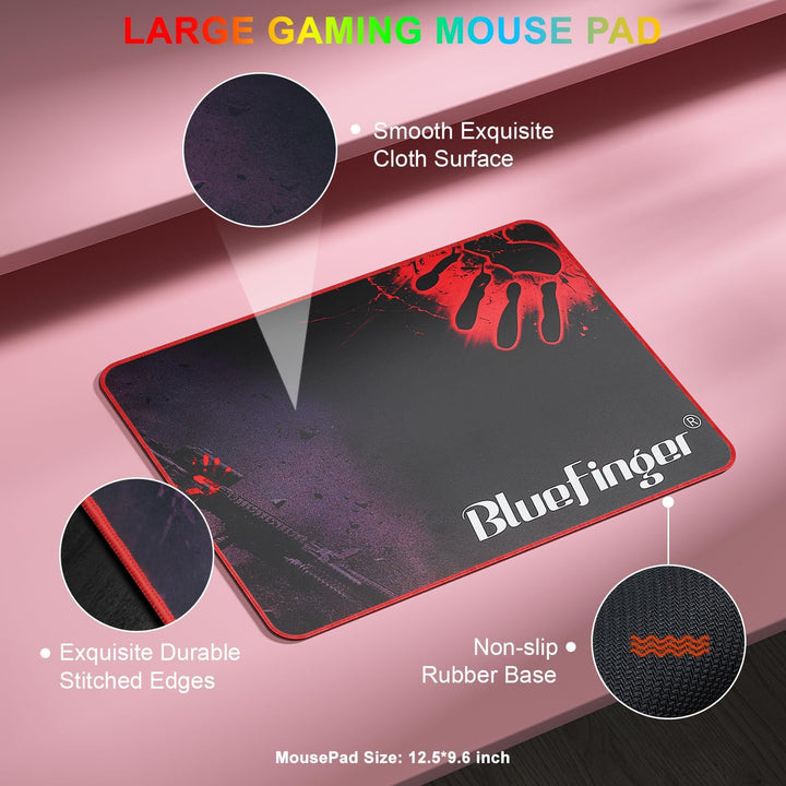 BlueFinger Combo de teclado RGB para juegos y mouse retroiluminado,...