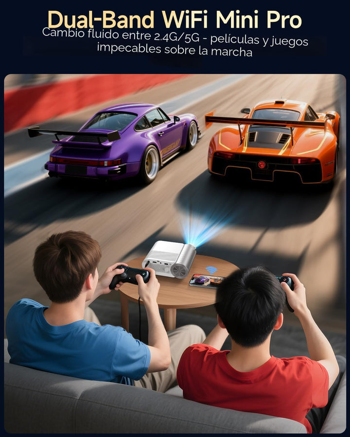 Mini proyector con WiFi y Bluetooth, 400 ANSI mini proyectores port...