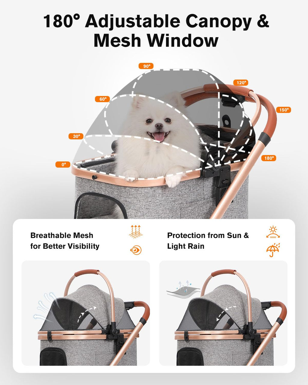 Cochecito doble para mascotas con 2 transportadores desmontables