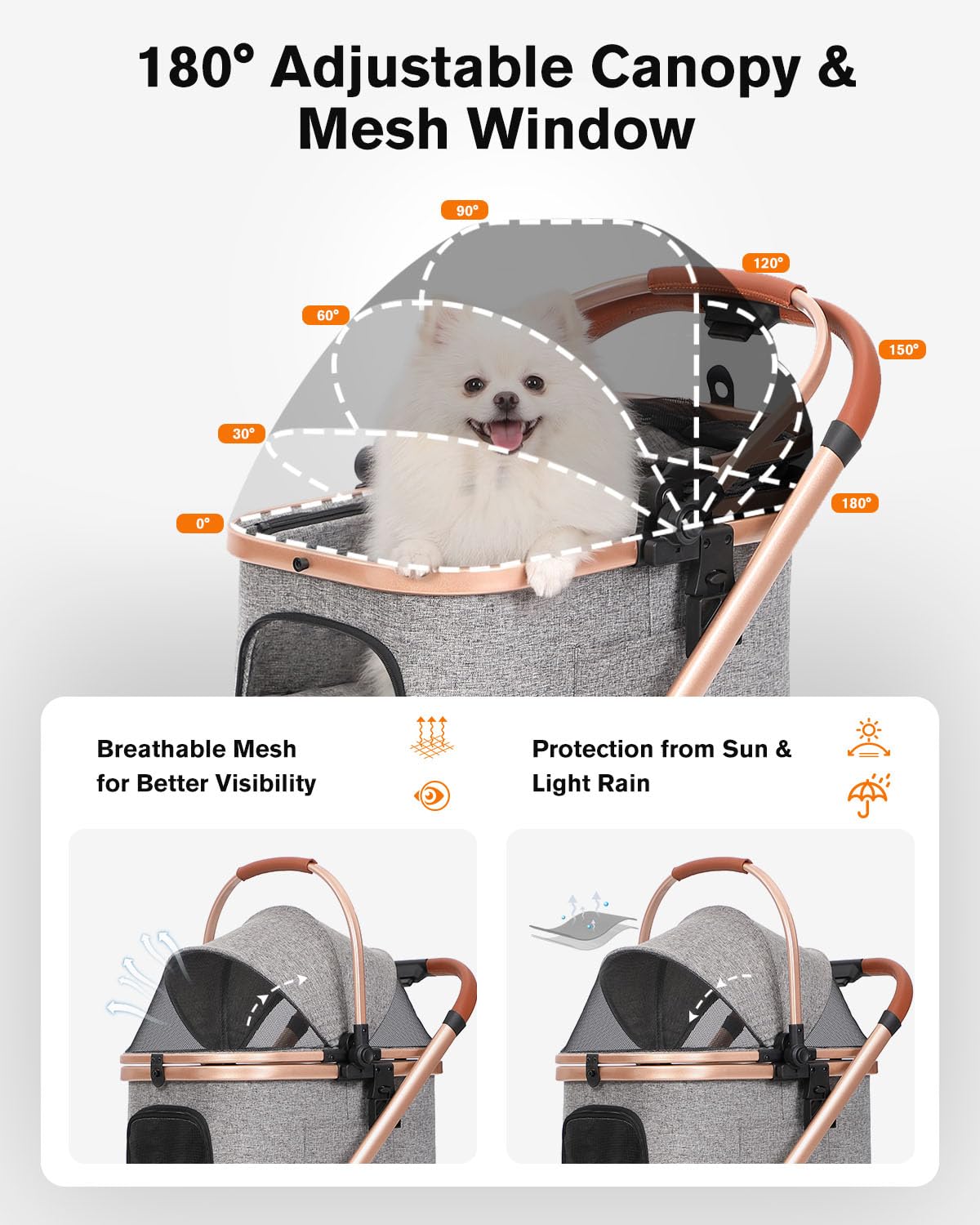 Cochecito doble para mascotas con 2 transportadores desmontables