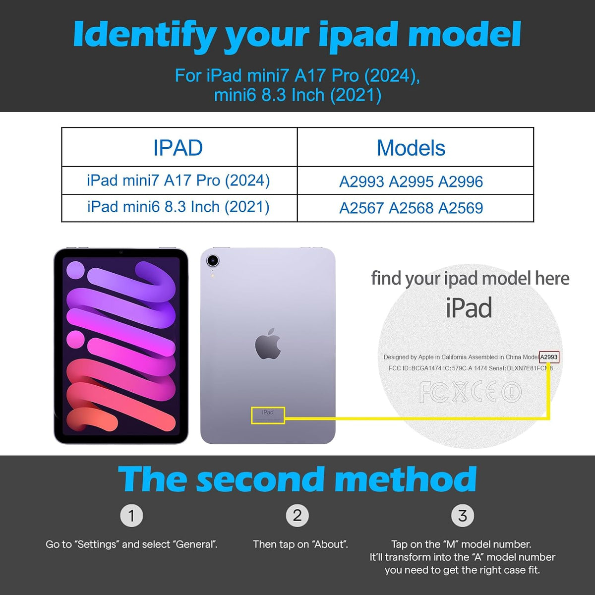 Funda para iPad mini 7 (A17 Pro) 2024, iPad mini 6ª generación