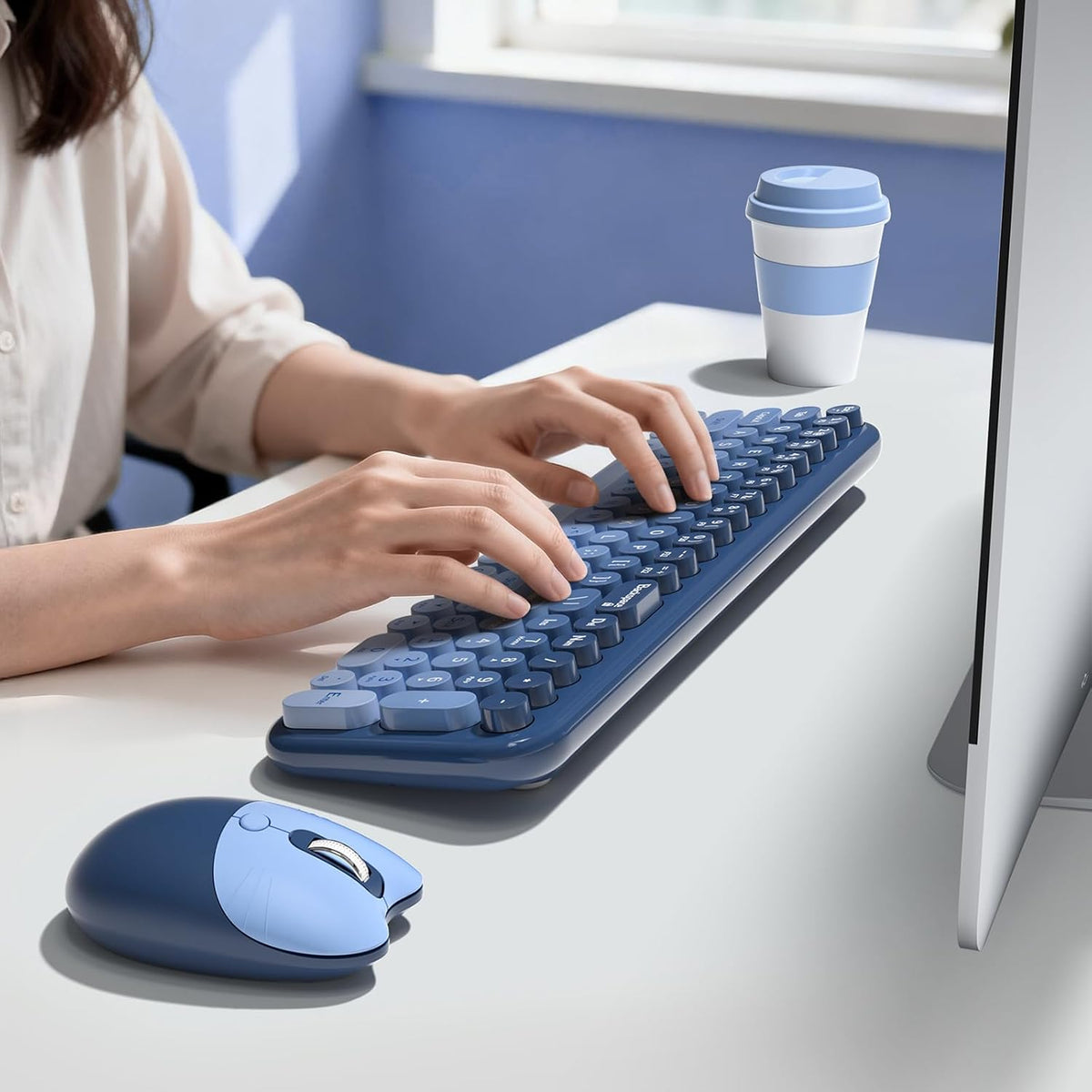 MOFII Combo de teclado y mouse inalámbricos, teclado pequeño compac...