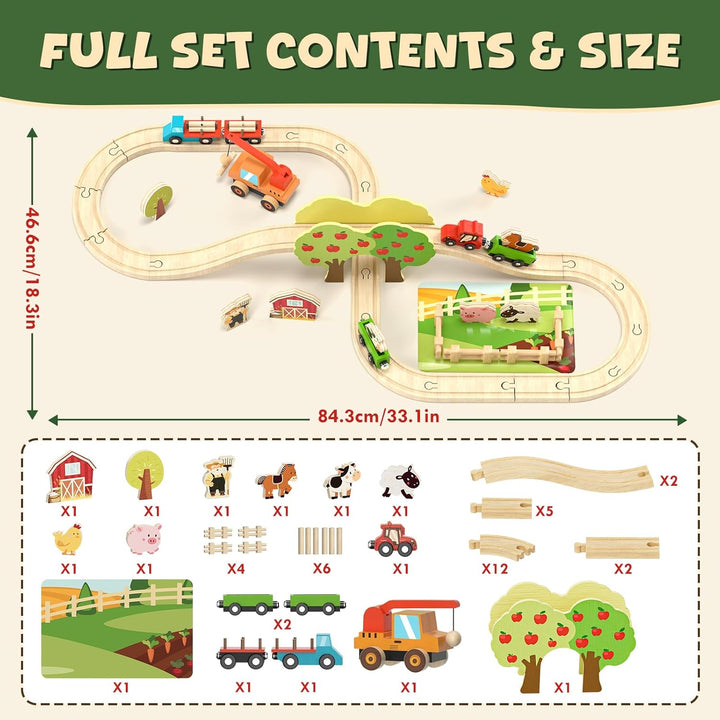 Lehoo Castle Juego de tren de madera para niños pequeños