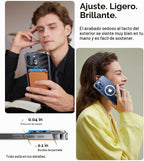 TORRAS Funda magnética a prueba de golpes para iPhone 15 Pro, probada contra caídas de grado militar, compatible con MagSafe, parte trasera de policarbonato duro transparente con funda protectora delgada de silicona antihuellas, transparente