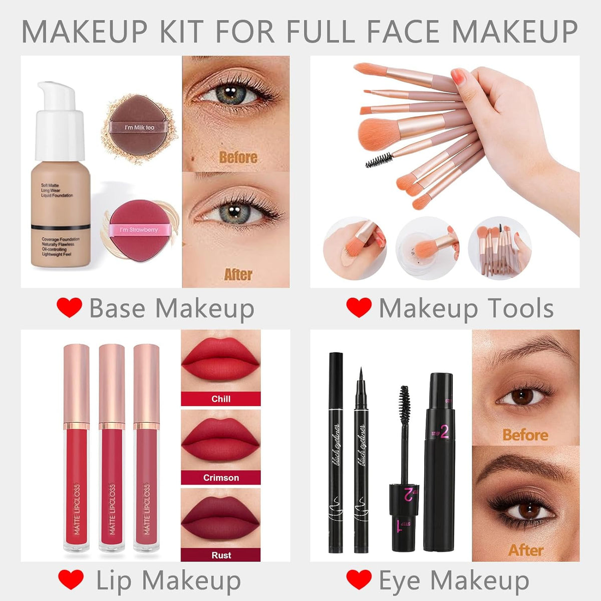 CHARMCODE Kit Completo de Maquillaje, Sets de Maquillaje para Mujer...