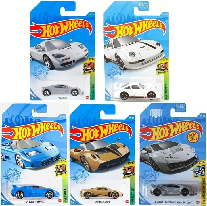 Hot Wheels Super Car Exotics Madness - Juego de 5 unidades