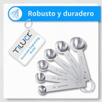 Juego de tazas y cucharas medidoras de acero inoxidable, cuchara de